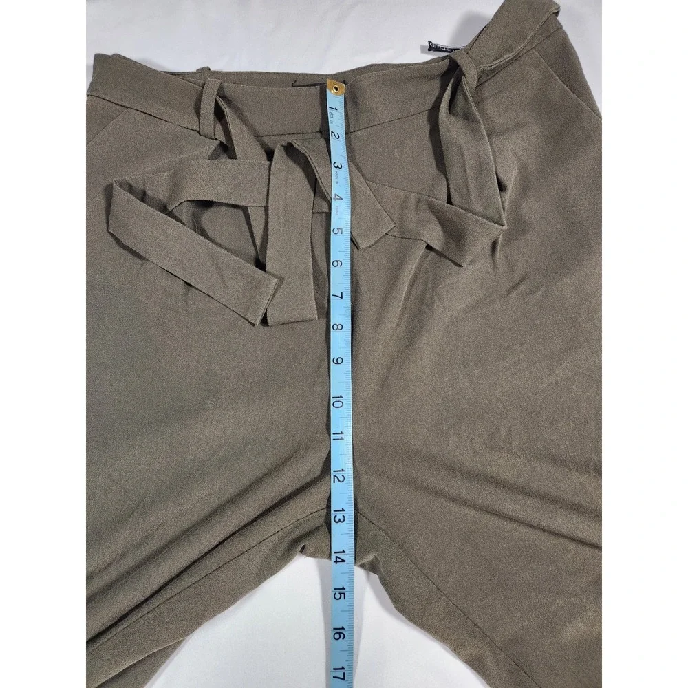 TOPSHOP Womens Army‎ Green Cropped Belted Trouser Pants with Pockets Size 8
